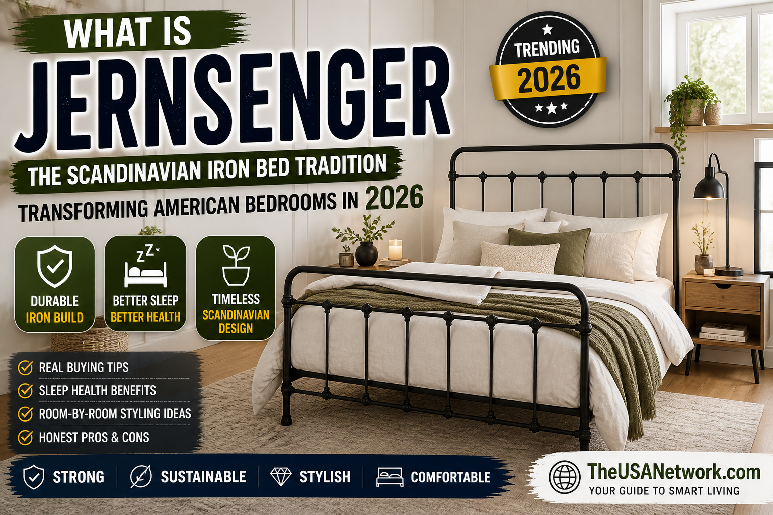 Jernsenger Scandinavian iron bed design modern bedroom sleep benefits 2026